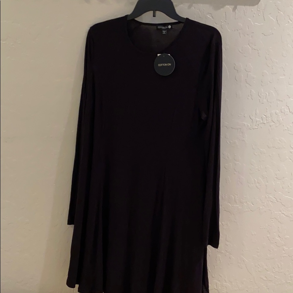 Cotton On Black Long-Sleeve Dress Sz Large NWT